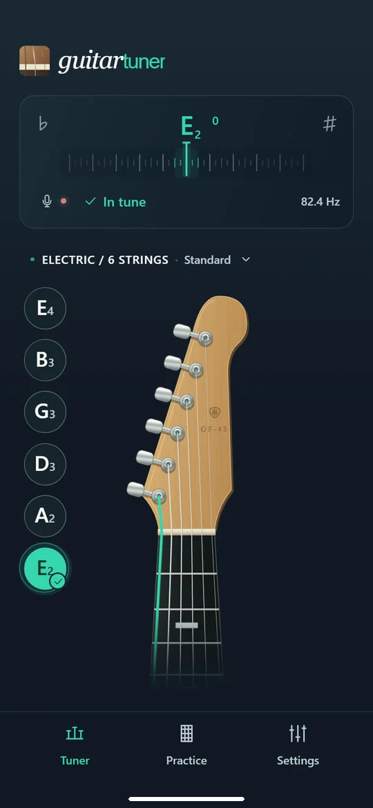 Guitar Tuner: Tune an electric guitar