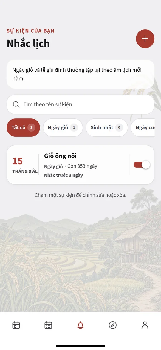 Vietnamese Calendar: See saved events
