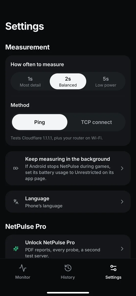 NetPulse: Choose how often to measure