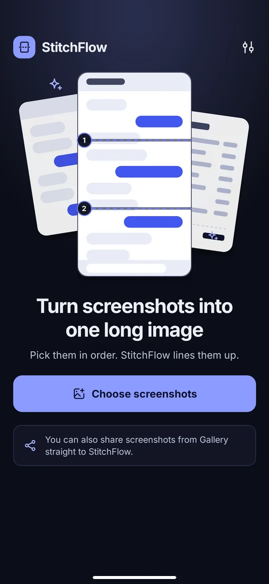 StitchFlow: Pick screenshots in order