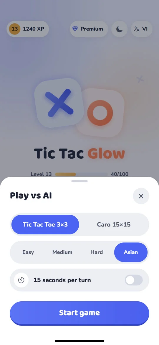 Tic Tac Toe: From Easy to Asian Mode
