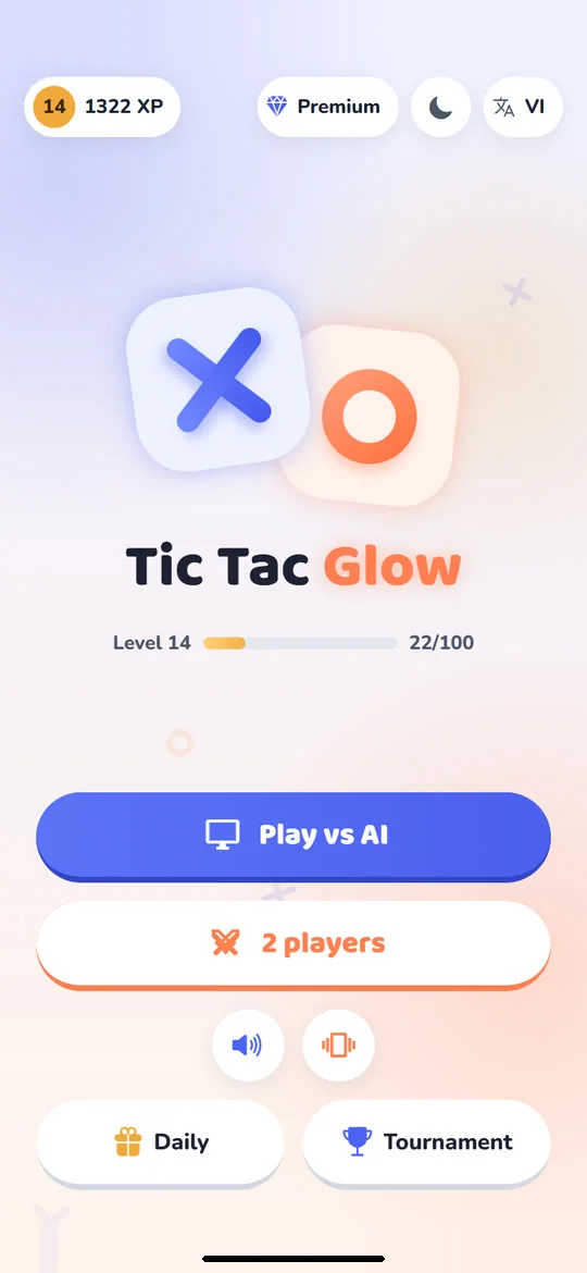 Tic Tac Toe: Soft Light or Neon Night